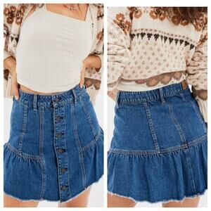 American Eagle Tiered Denim Mini Skirt Jean  Blue Size XS